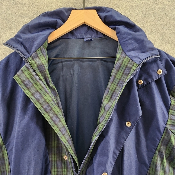 VTG ProQuip Jacket Mens Medium Blue Green Plaid Waterproof Hidden Zipper Tartan - Picture 10 of 16